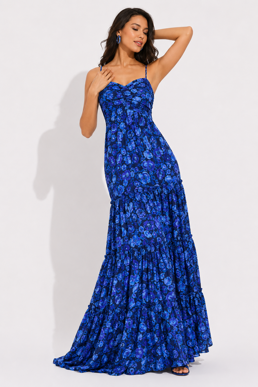 Blue Floral Flowy Maxi Dress